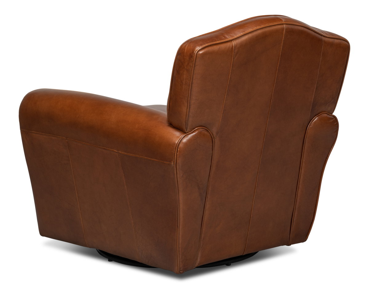 Elite French Club Swivel Chair, by Sarreid, 2'9" length x 3' width x 2'9" height View 11