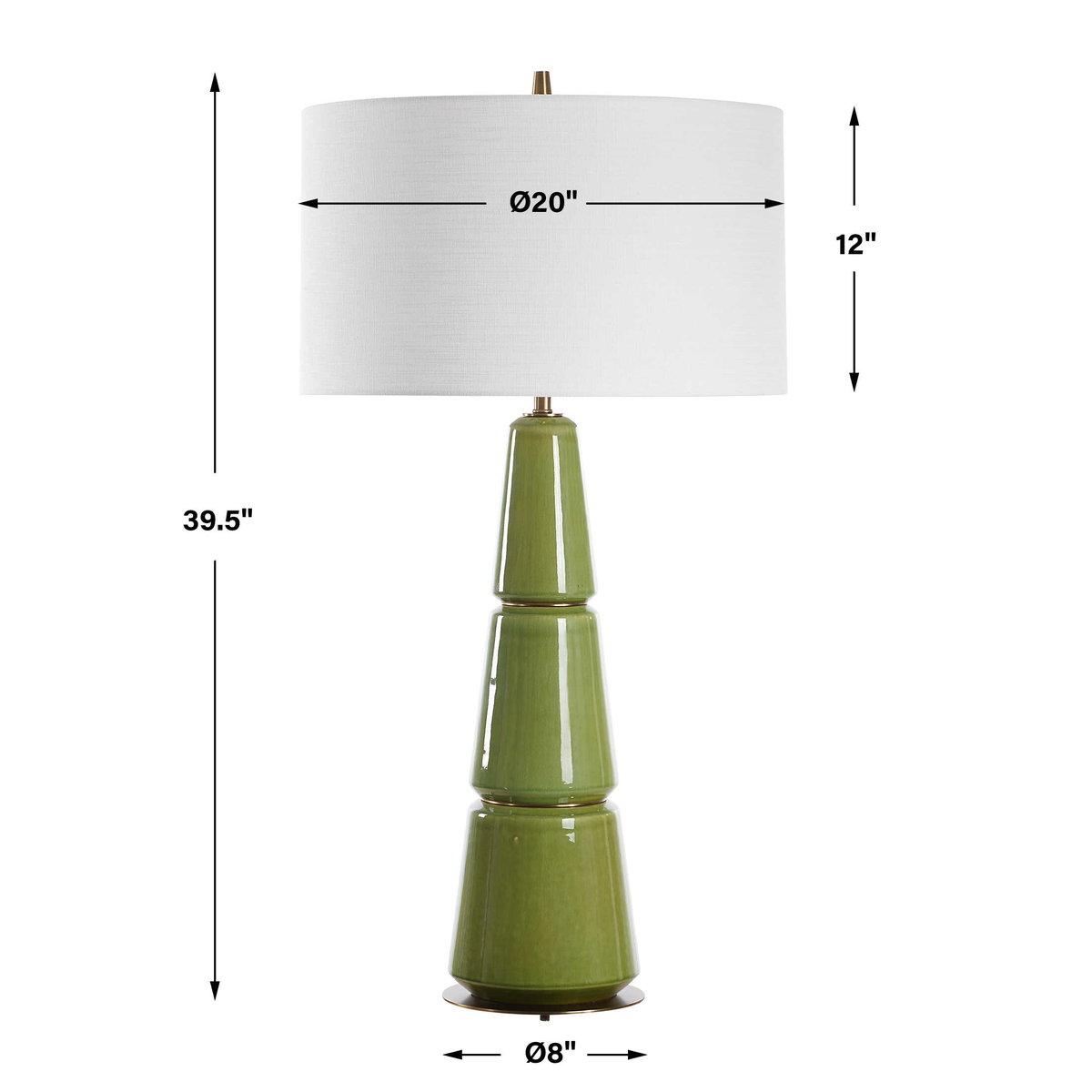 Mendell Moss Green Table Lamp, by Uttermost, 1'8" width x 3'3.5" height x 1'8" depth View 3
