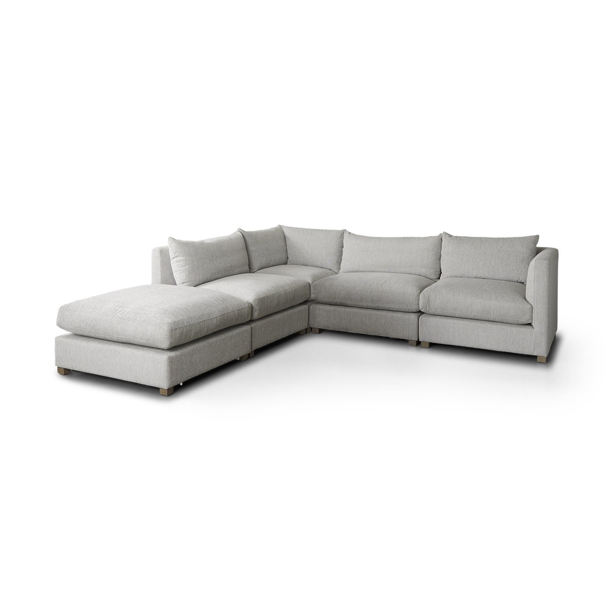 Valence  Light Gray Full Size Ottoman Sectional Piece, Sectional Sofa by Mercana, 38.58" length x 38.58" width x 17.72" height View 14