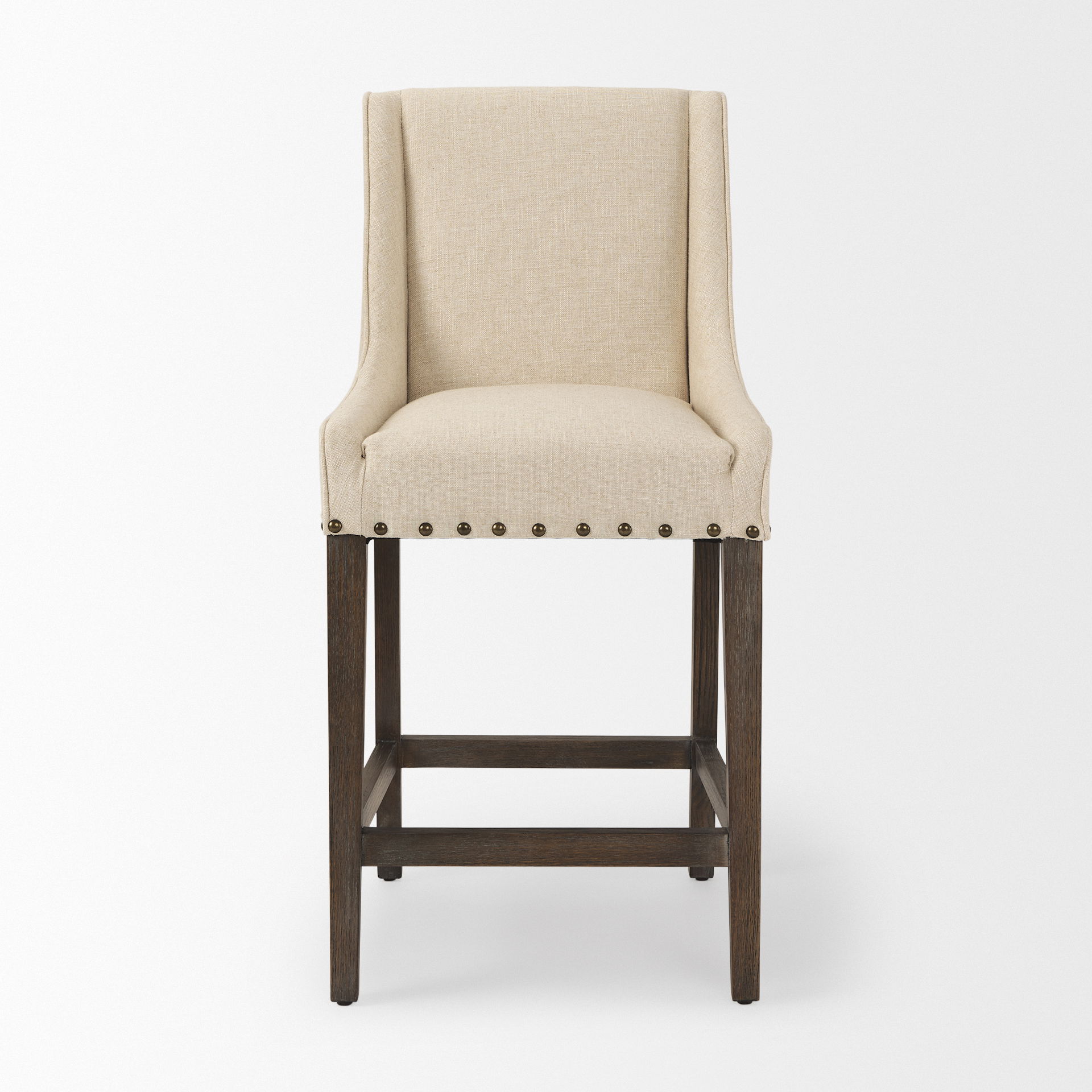 Kensington Cream Fabric Seat Brown Wood Frame Counter Stool large image 