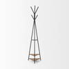 Everett Matte Black Metal with Two Wood Shelves Coat Rack, Stands, Racks & Hook by Mercana, 16.75" length x 16.75" width x 71" height thumbnail 4