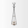 Everett Matte Black Metal with Two Wood Shelves Coat Rack, Stands, Racks & Hook by Mercana, 16.75" length x 16.75" width x 71" height thumbnail 4
