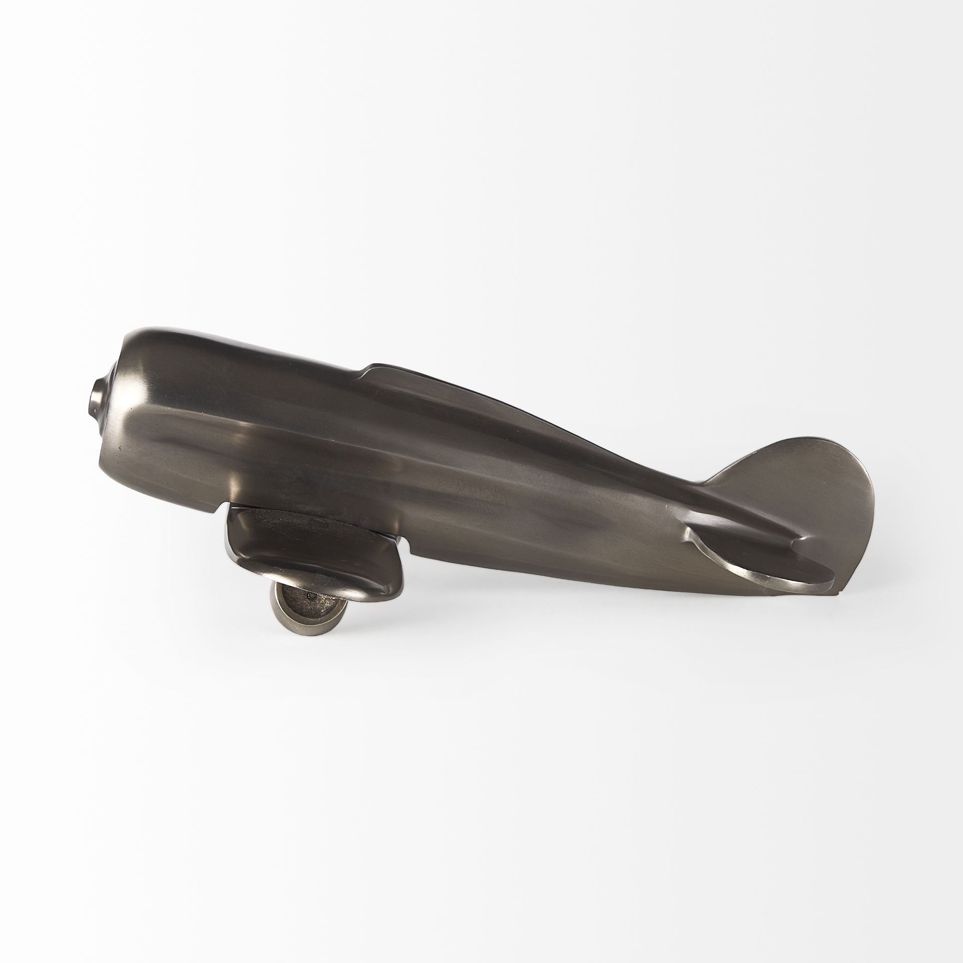 Maverick II 13L x 11W Gray Metal Fighter Plane, Decorative Object by Mercana, 13.39" length x 10.63" width x 5.12" height View 5