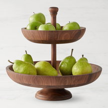 Online Designer Kitchen Williams Sonoma Walnut Two Tier Fruit Bowl