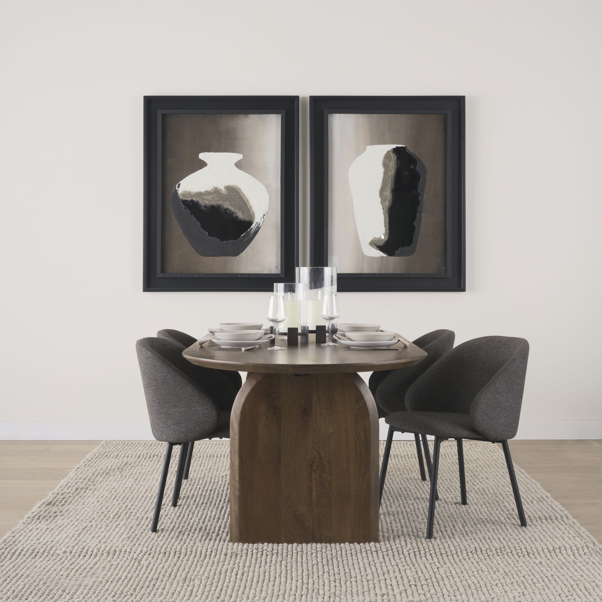 Shannon Dining Chair with Gray Fabric & Matte Black Metal large image 