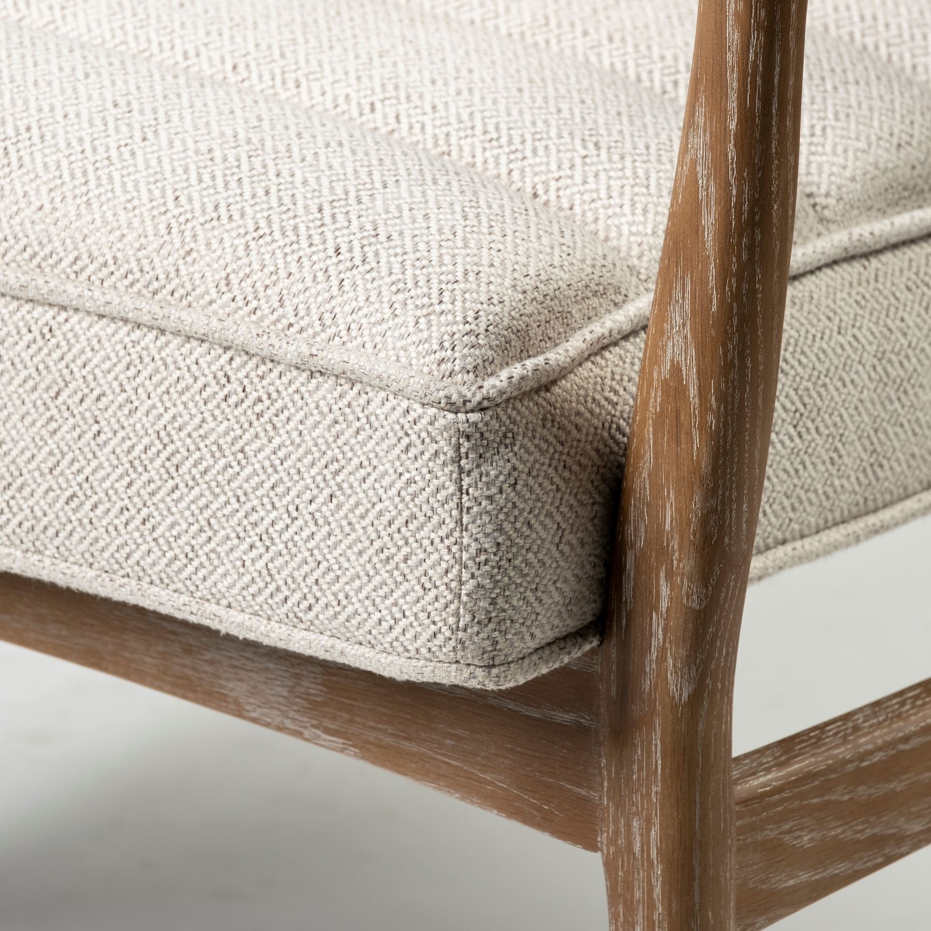 Ajax II Cream Fabric with Brown Wooden Frame Accent Chair, by Mercana, 27" length x 28" width x 30.5" height View 11