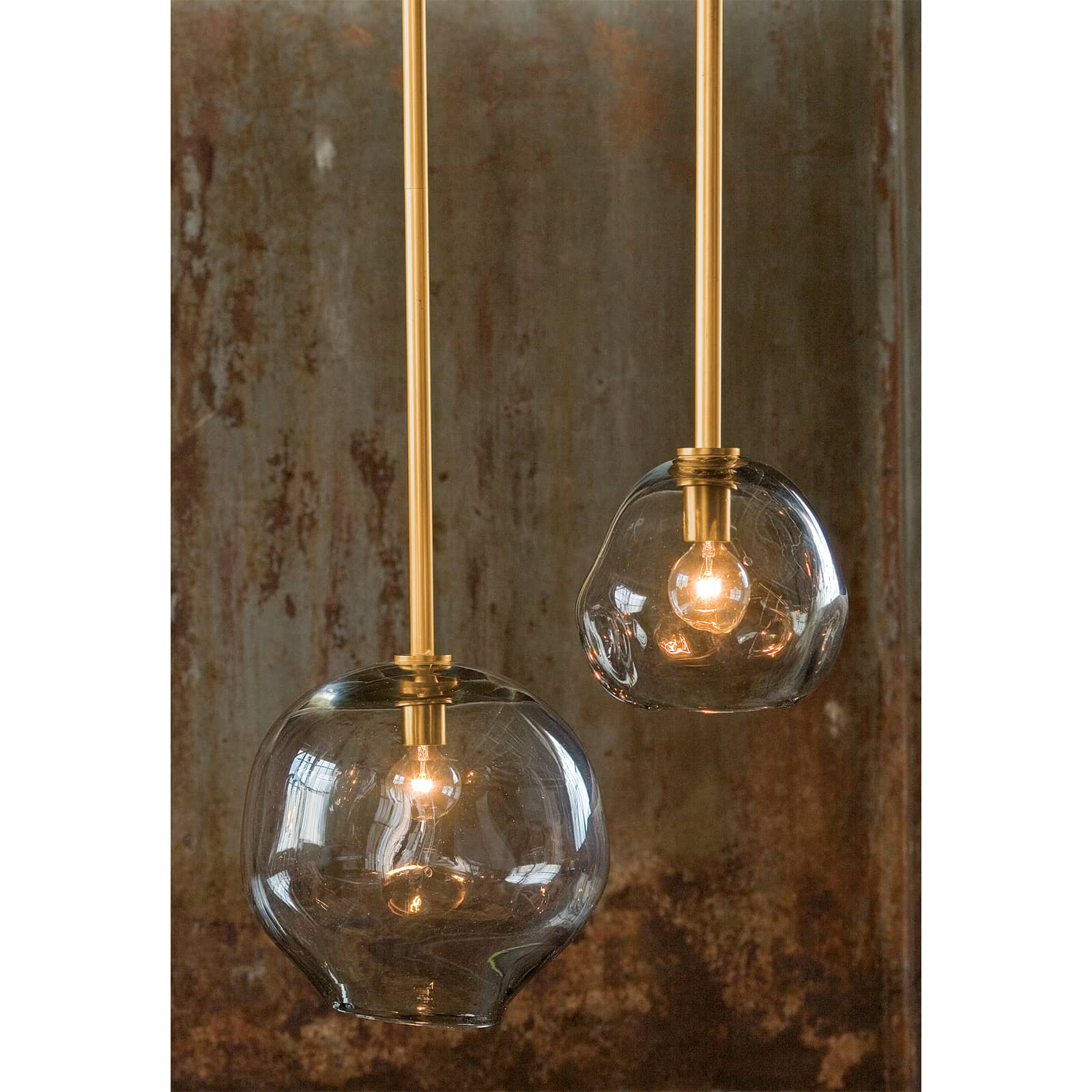 Molten Pendant Large With Smoke Glass (Natural Brass), by Regina Andrew Detroit, 9" width x 20" height x 9" depth thumbnail 2