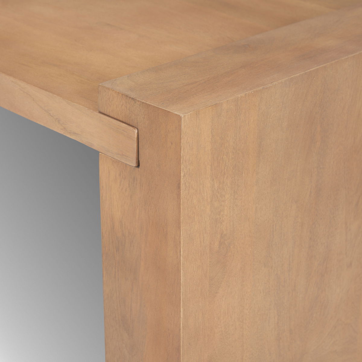 Wesson Light Brown Wood Rectangular Coffee Table, by Mercana, 48" length x 28" width x 16" height View 9