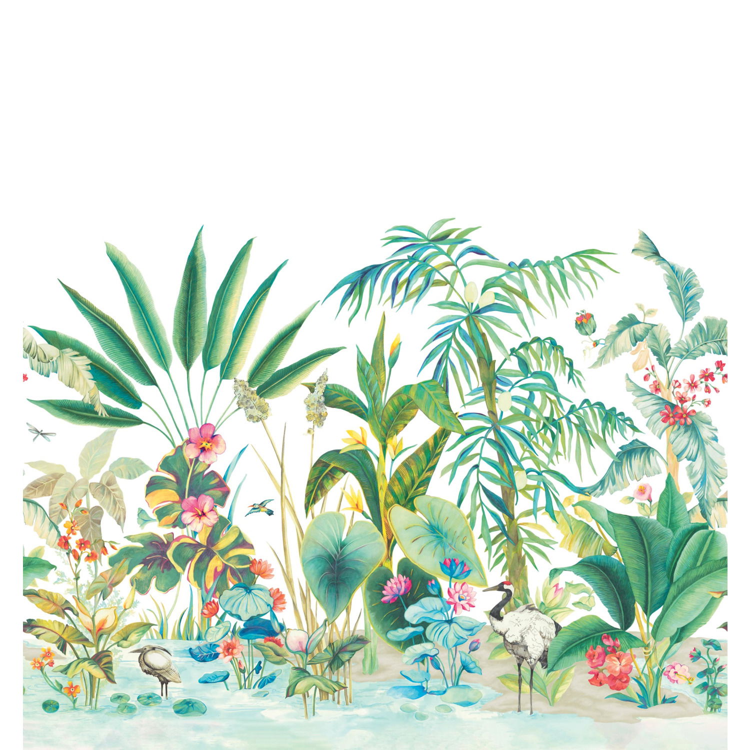 Tropical Panoramic White Wall Mural large image 