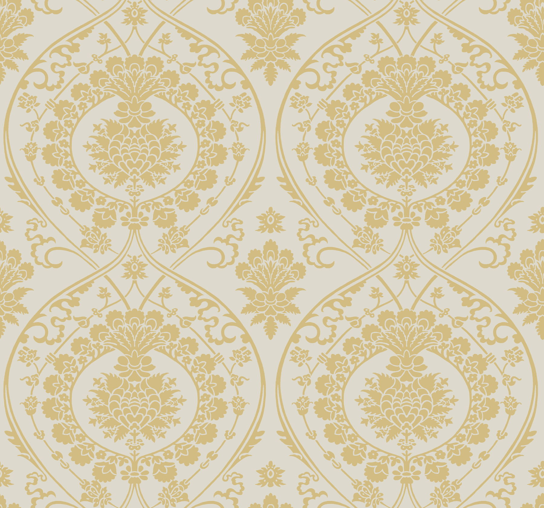 Imperial Damask Off White & Gold Wallpaper large image 