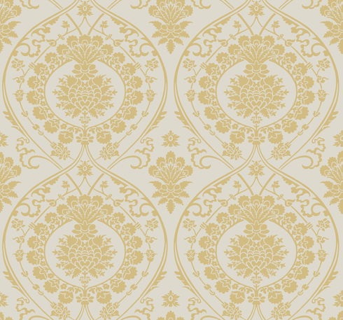 Imperial Damask Off White & Gold Wallpaper
