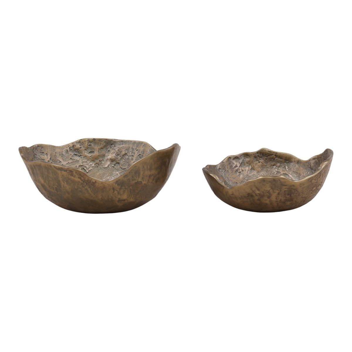 Damara Bowl Set of 2 Antique Brass, Decor by Dovetail, 12" width x 5" height x 12" depth View 1