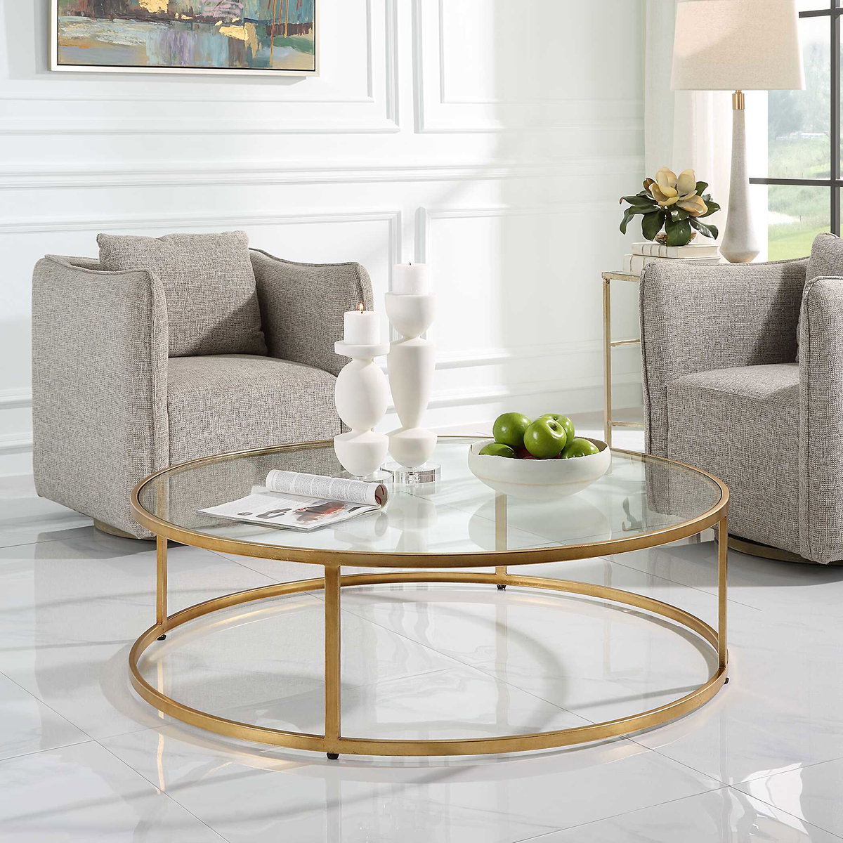 Radius Modern Circular Coffee Table, by Uttermost, 48" width x 14.5" height x 48" depth View 4