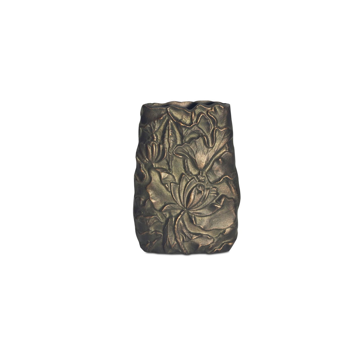 Sabine Cast Aluminum Vase Antique Brass, by Moe's Home, 7.5" width x 11" height x 1.5" depth View 1