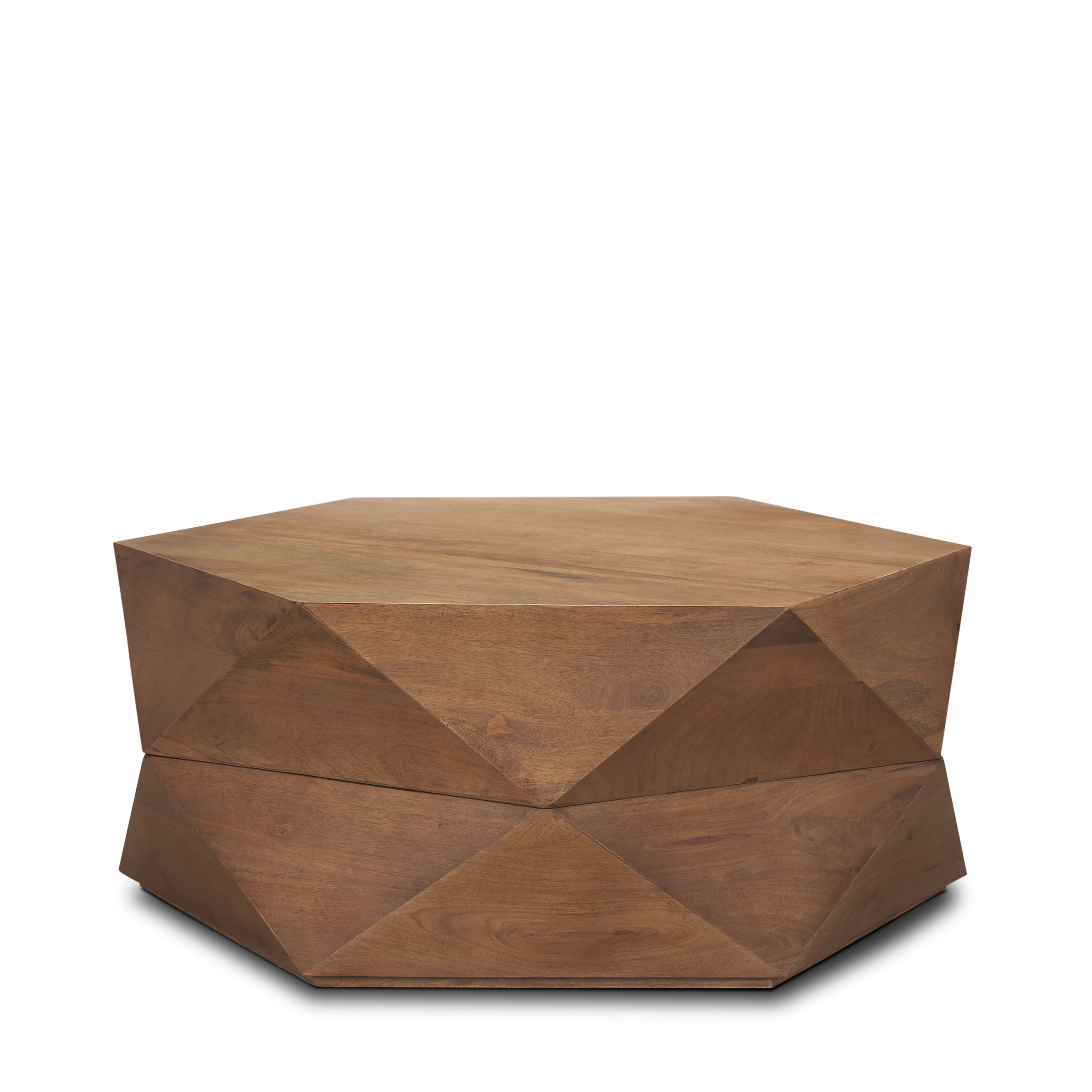 Arreto 36' Hexagonal Hinged Solid Wood Top and Base Coffee Table, by Mercana, 36" length x 36" width x 15" height View 1