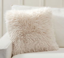 Online Designer Bedroom Luxe Faux Fur Pillow & Down Feather Insert Bundle, 26" x 26", Ivory