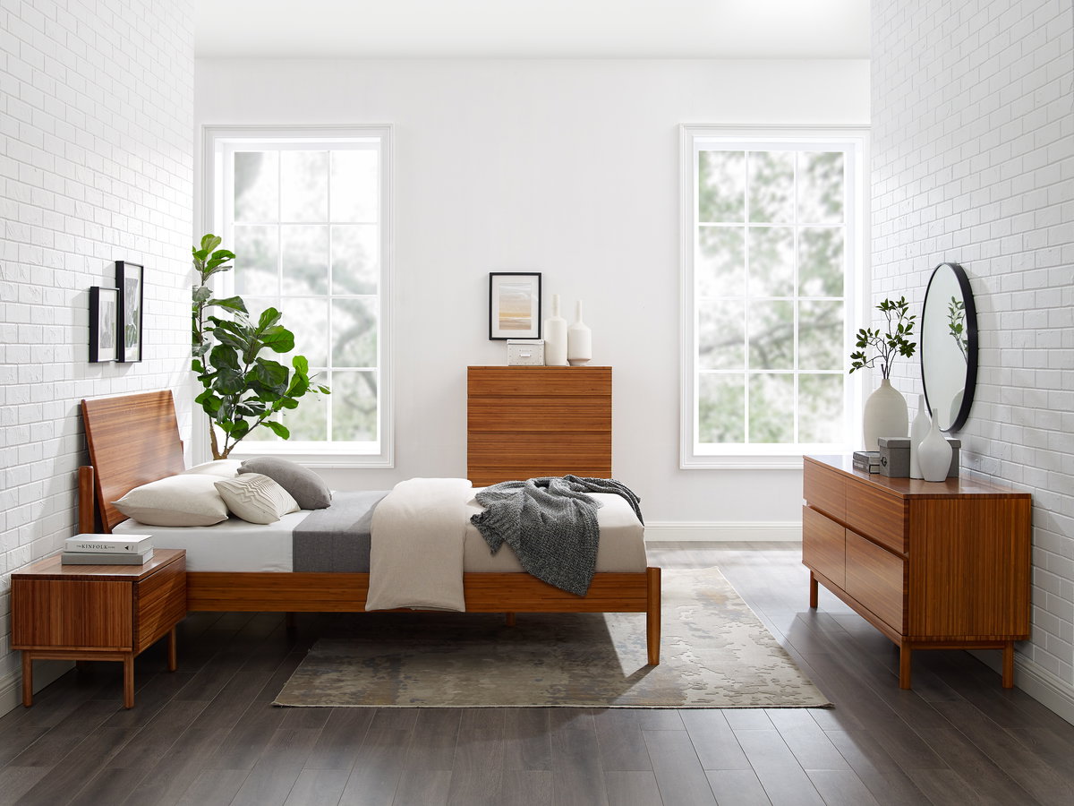 Monterey Queen Platform Bed, Amber, by Greenington, 88.5" length x 63.75" width x 40" height View 9