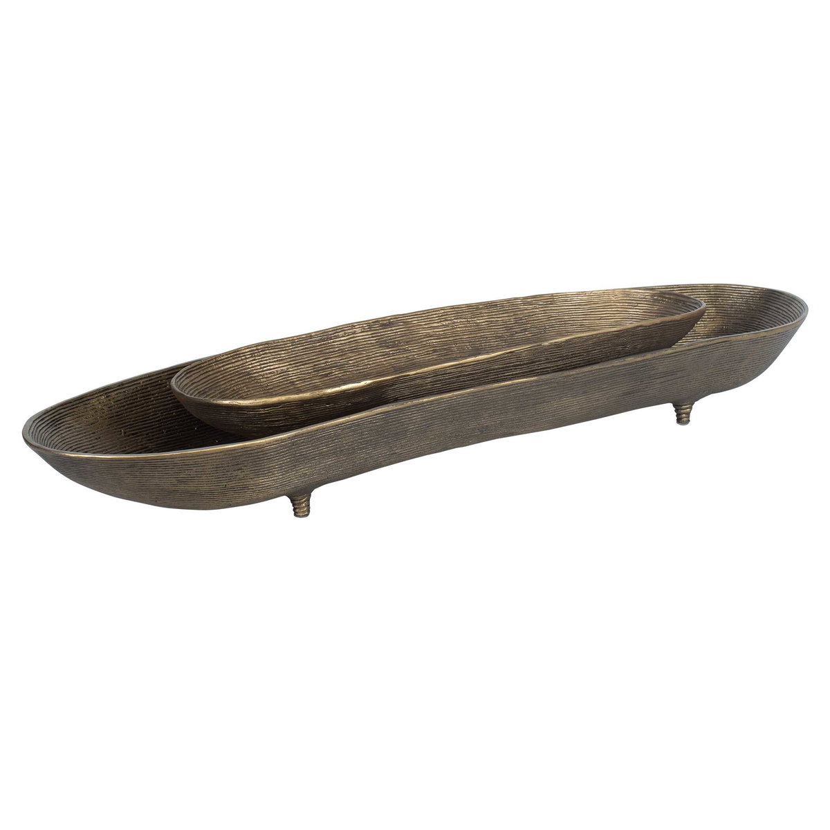 Stratum Oval Brass Bowls Set/2, Decorative Tray by Uttermost, 33.75" width x 4" height x 9.75" depth View 6