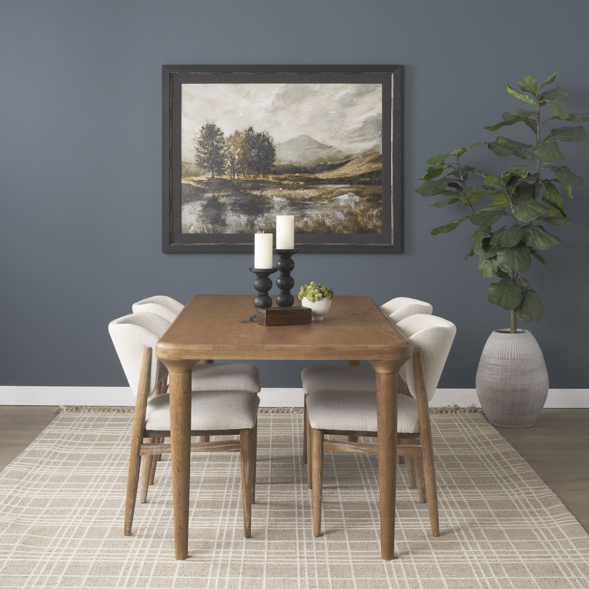 Suvan 72L Light Brown Rectangular Oak Wood Dining Table, by Mercana, 72" length x 36" width x 30" height View 2