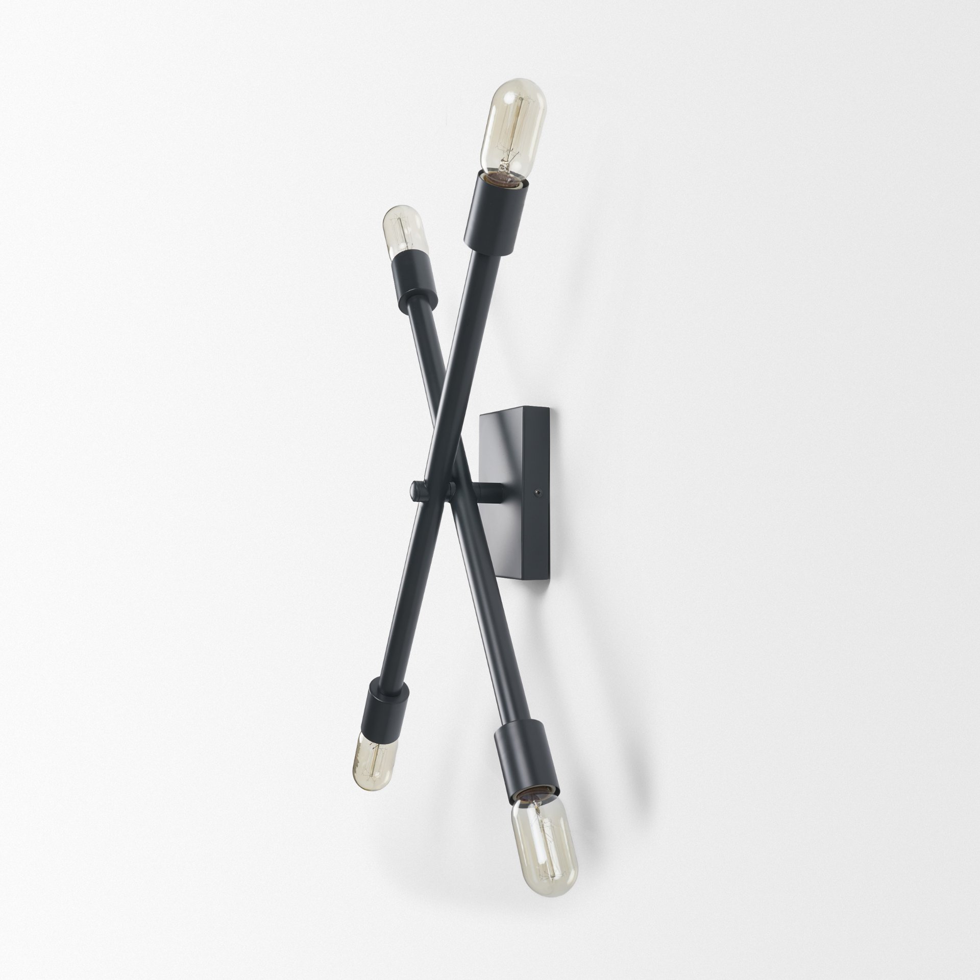 Xendi 4x25 Black Toned Metal Sputnik Wall Sconce, by Mercana, 4" length x 15" width x 25" height View 4