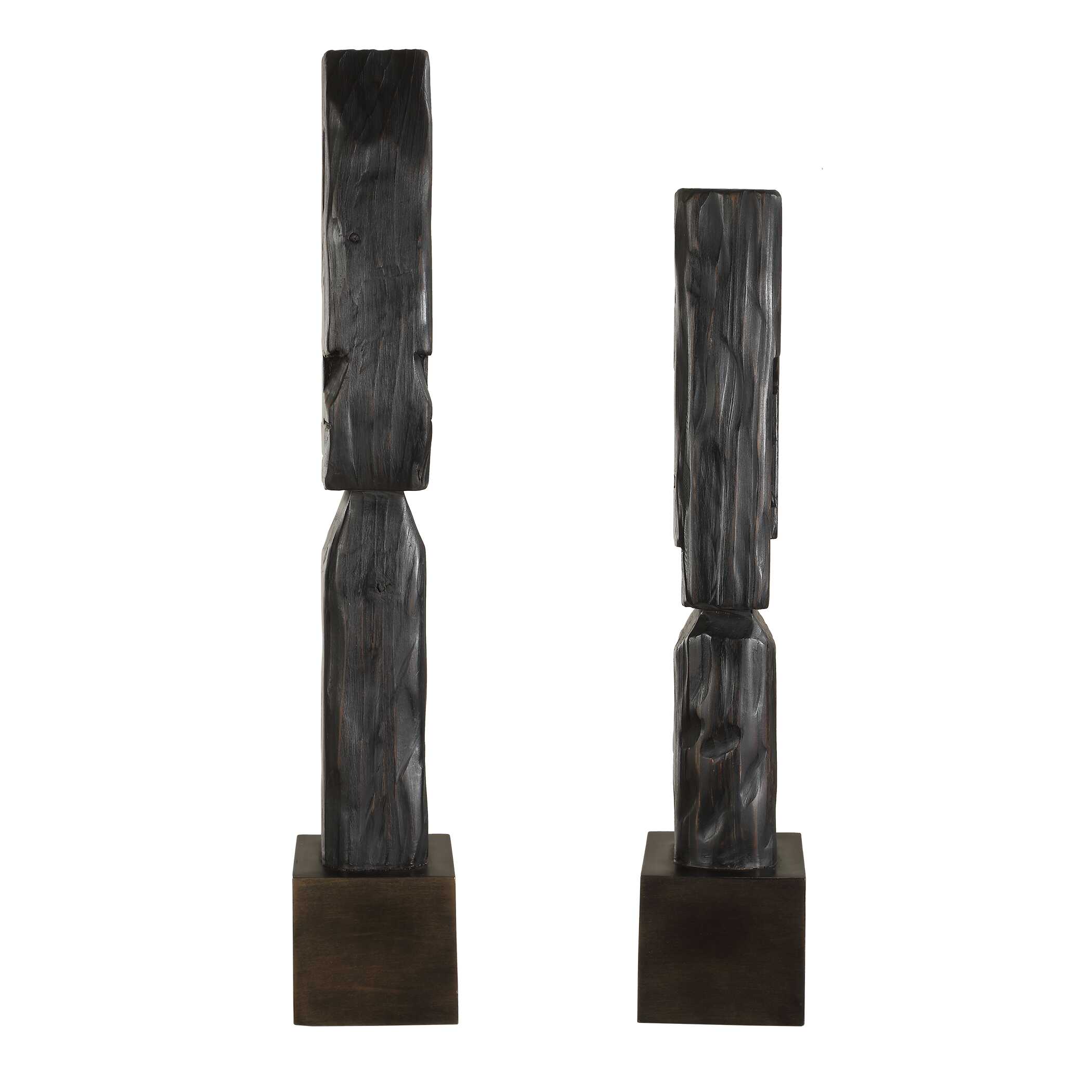 Cipher Black Wood Totems Set/2, Decorative by Uttermost, 5.12" width x 27.25" height x 4.5" depth View 5