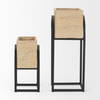 Jadine Set of 2  Beige Wood with Black Metal Arch Frames, Planter by Mercana, 15" length x 12" width x 29.5" height thumbnail 4