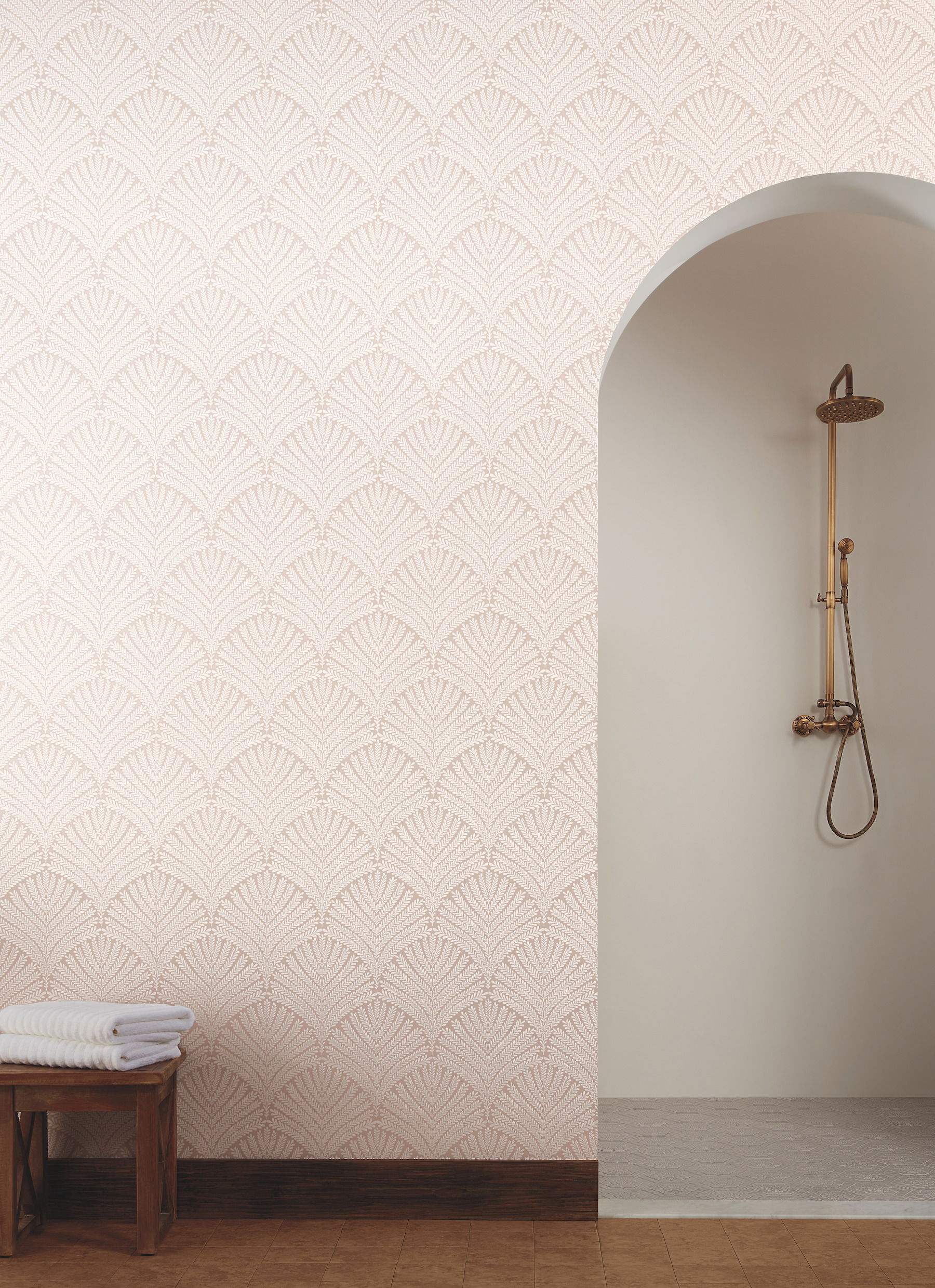Beachcomber Light Pink & Cream Wallpaper large image 
