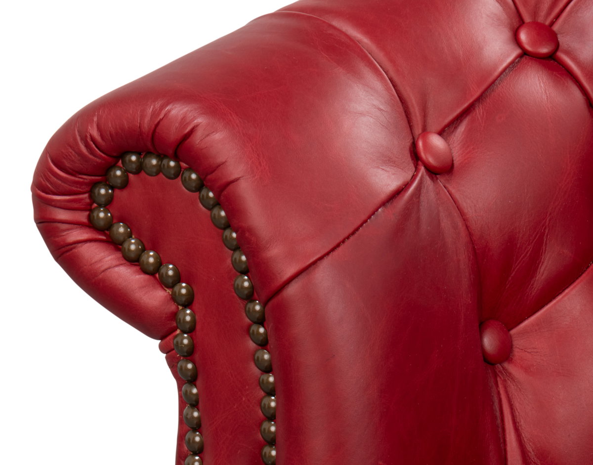 Bastian Armchair  New Rouge Leather, by Sarreid, 2'9" length x 2'9" width x 2'7" height View 12