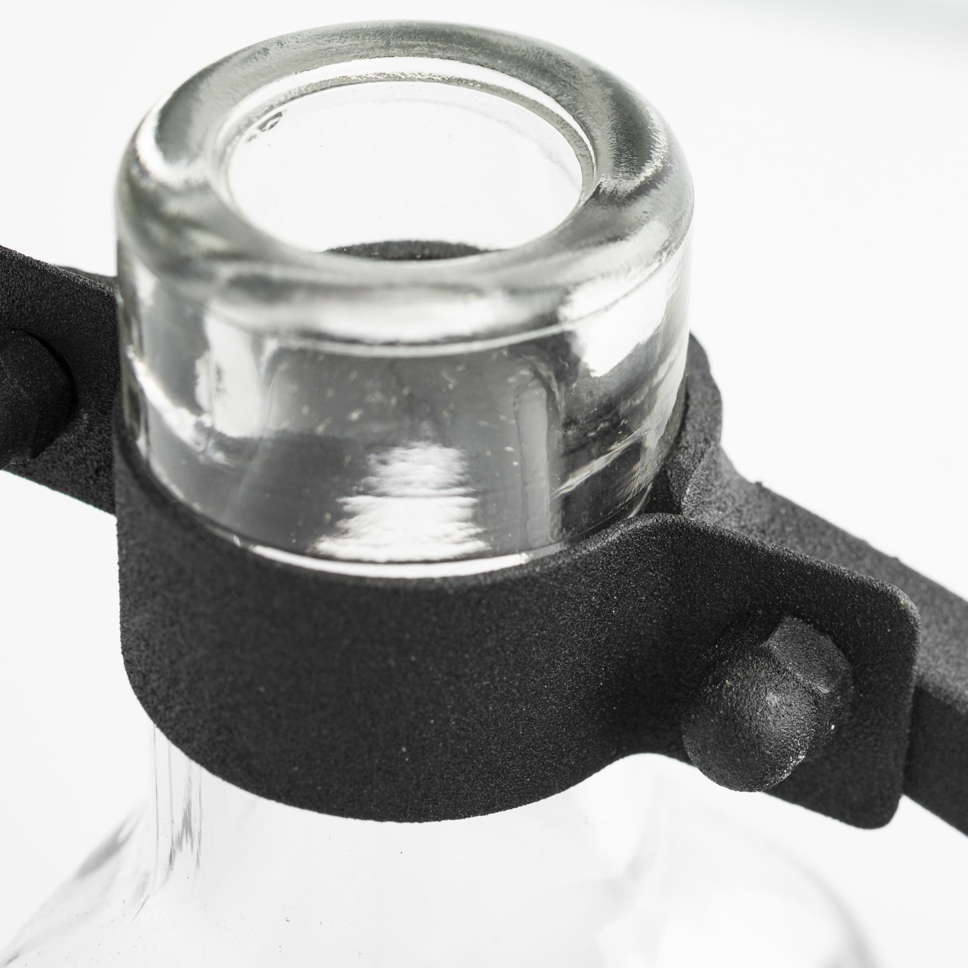 Monica I Short Black Metal Glass Bottle Vase, by Mercana, 8.66" length x 5.31" width x 8.27" height View 8