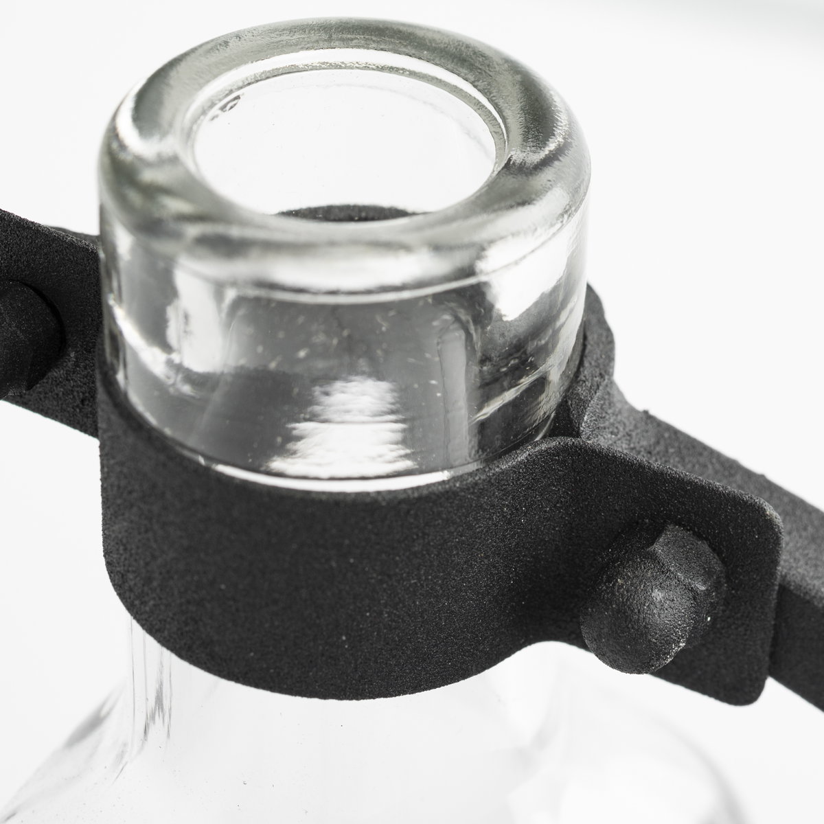 Monica I Short Black Metal Glass Bottle Vase, by Mercana, 8.66" length x 5.31" width x 8.27" height View 8