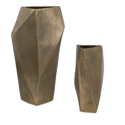 GeoForm Indoor-Outdoor Brass Vases Set/2