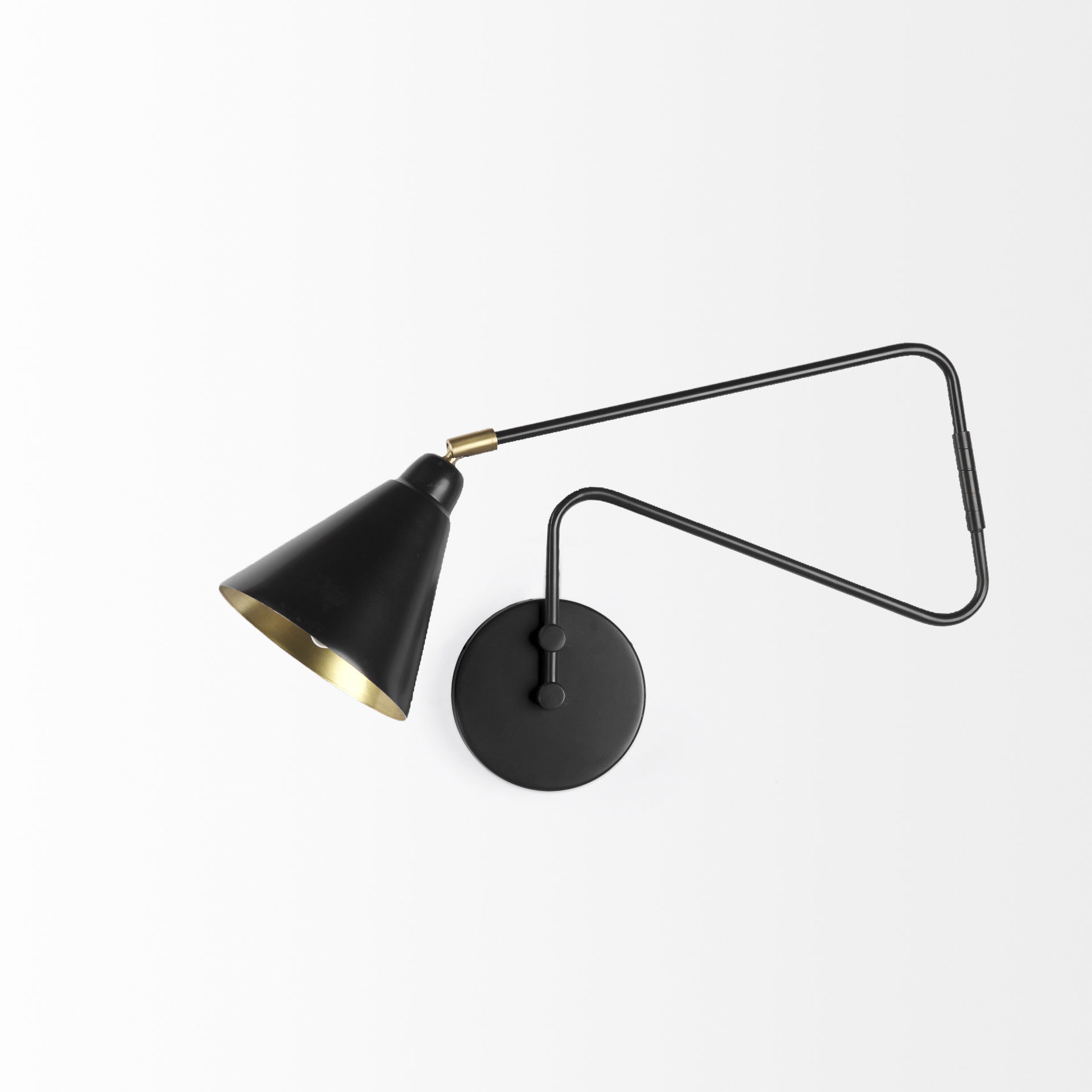 Cobalt 6L x 32W Black Metal Cone Shaped Swivel Wall Sconce large image 