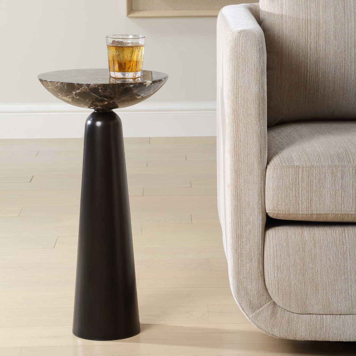Hastings Brown Marble Accent Table, Side & End Table by Uttermost, 11" width x 22" height x 11" depth View 2