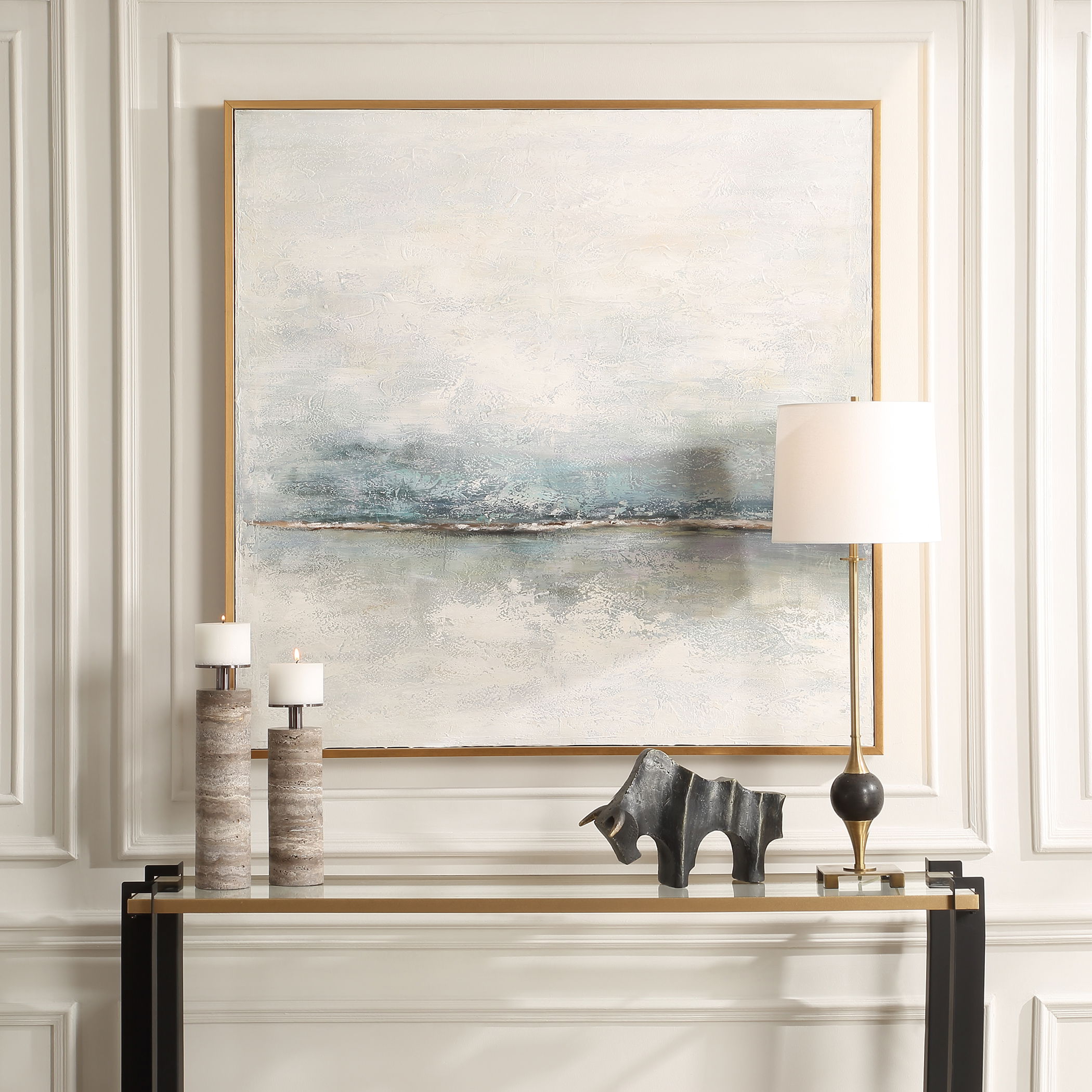 Foggy Morning Abstract Art, Painting by Uttermost, 49.5" width x 49.5" height x 1.75" depth View 2