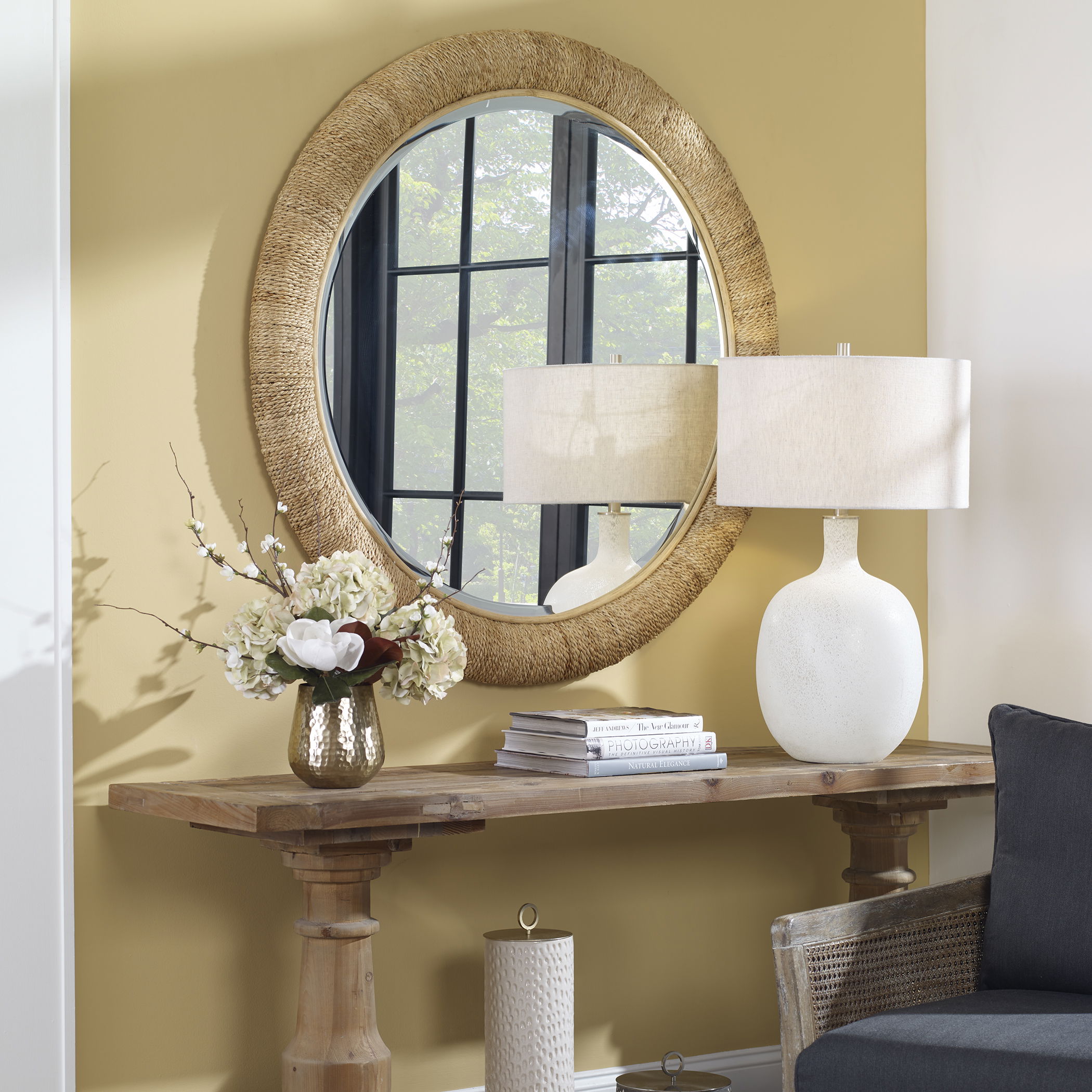 Mariner Natural Round Mirror large image 