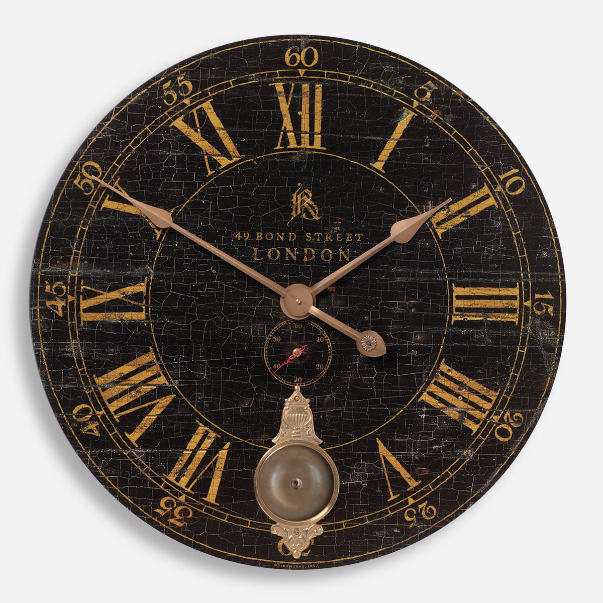 Bond Street 30' Black Wall Clock, by Uttermost, 29.5" width x 29.5" height x 2.5" depth View 1