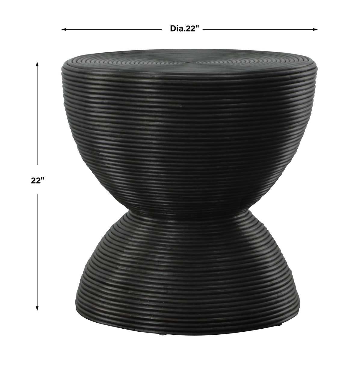 Bongo Black Rattan Side Table, Furniture by Uttermost, 22" width x 22" height x 22" depth View 3