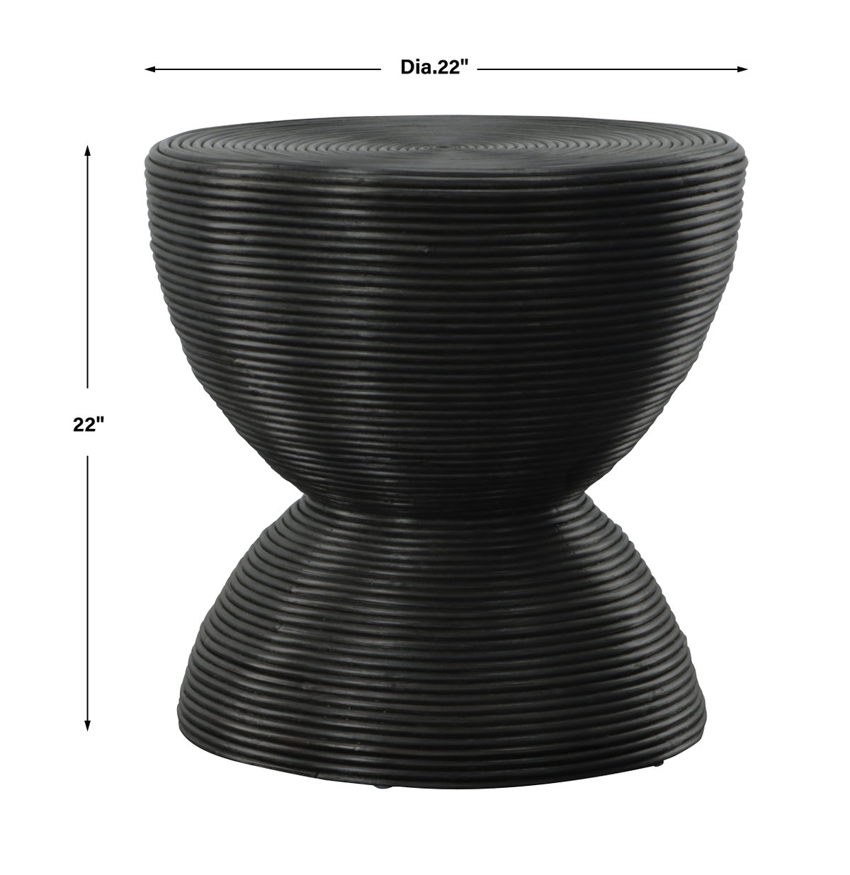 Bongo Black Rattan Side Table, Side & End Table by Uttermost, 22" width x 22" height x 22" depth View 3