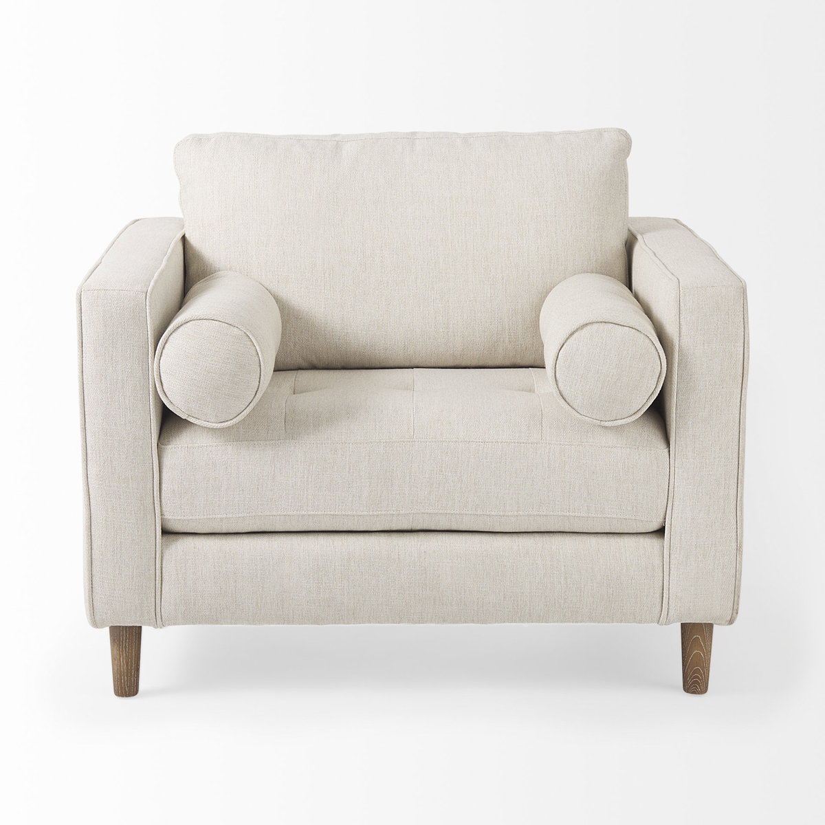 Loretta  Cream Fabric Chair with Two Bolster Cushions, Accent Chair by Mercana, 40.75" length x 36.22" width x 33.86" height View 6