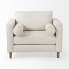 Loretta  Cream Fabric Chair with Two Bolster Cushions, Accent Chair by Mercana, 40.75" length x 36.22" width x 33.86" height thumbnail 6