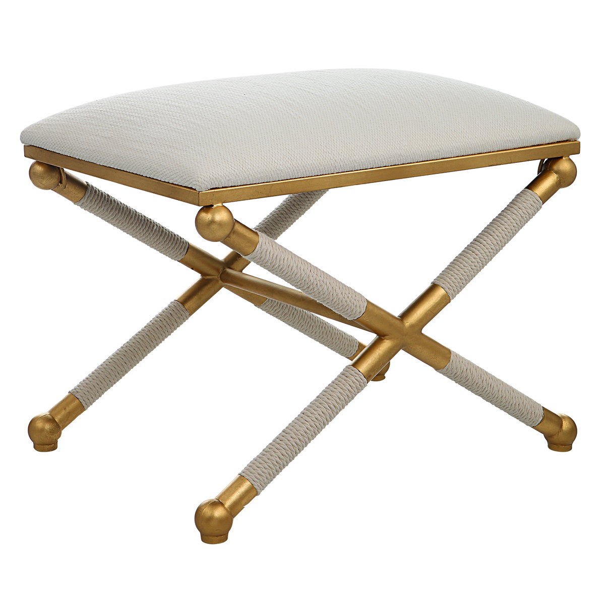 Socialite White Small Bench, Benche by Uttermost, 24" width x 20.25" height x 17" depth View 1