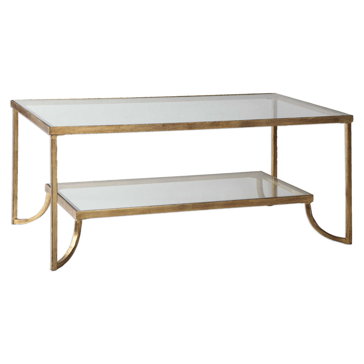 Katina Gold Leaf Coffee Table, by Uttermost, 46.62" width x 20.75" height x 28.37" depth View 4