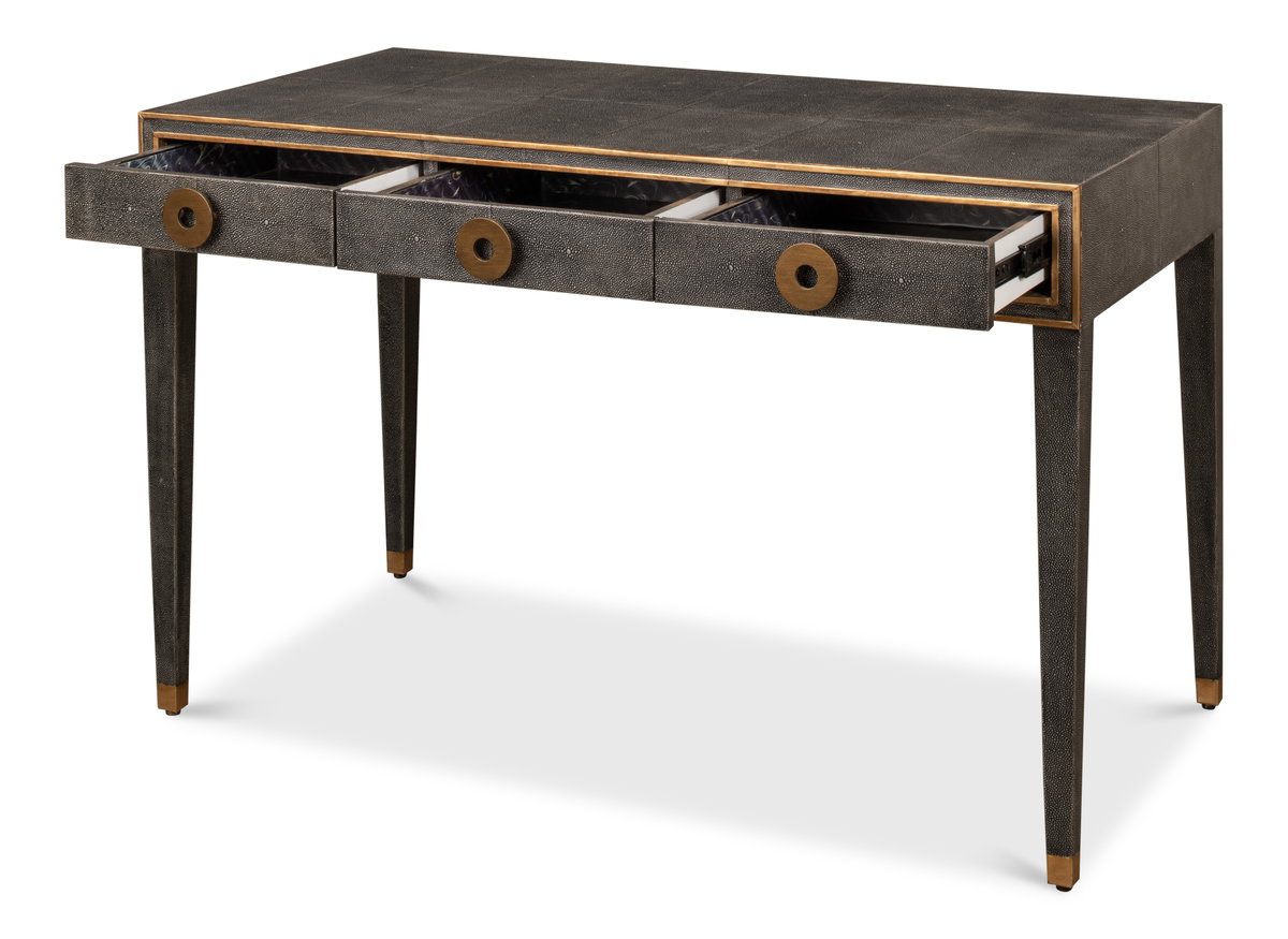 Gabriella Shagreen Desk/Table Ant.Grey, by Sarreid, 2' length x 4' width x 2'6" height View 9