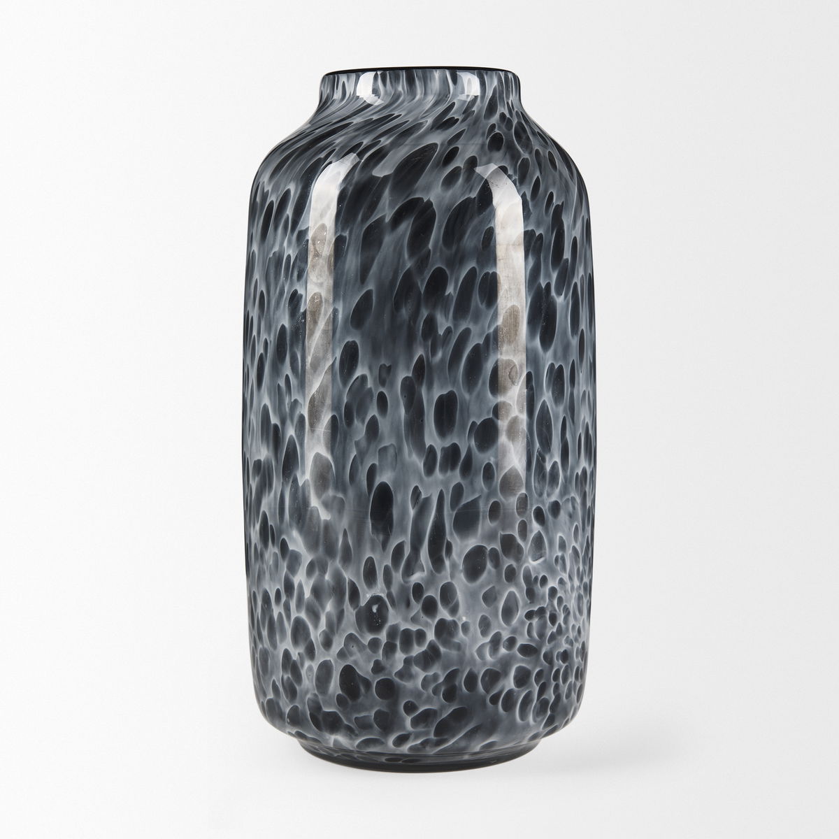 Masai Medium Black Mottled Glass Vase, by Mercana, 6.5" length x 6.5" width x 12.4" height View 5