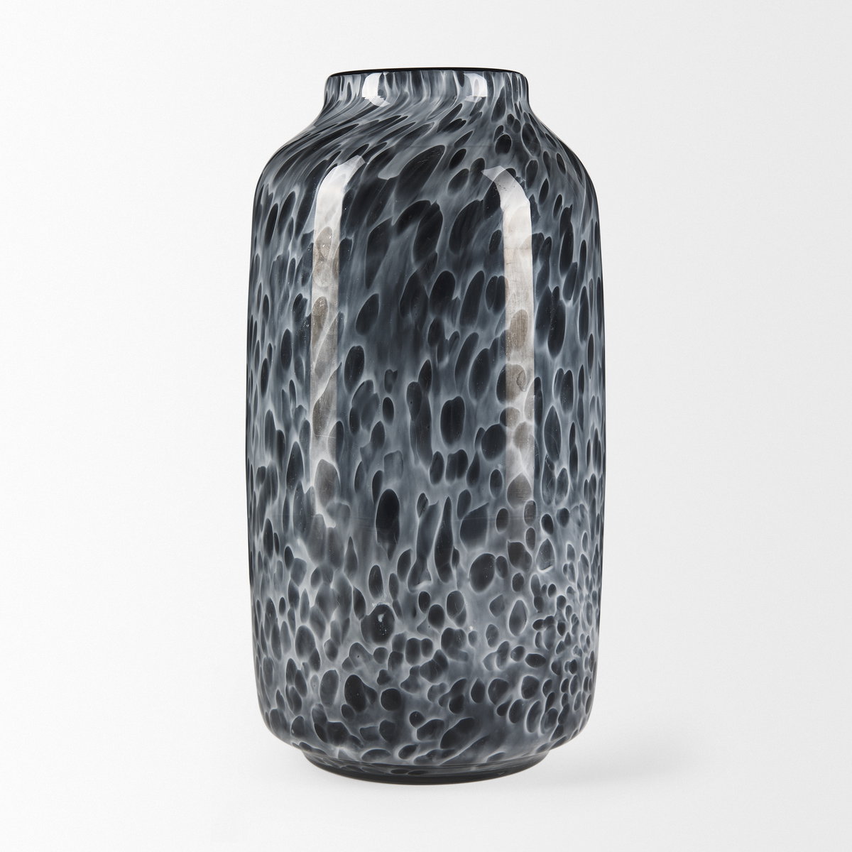 Masai Medium Black Mottled Glass Vase, by Mercana, 6.5" length x 6.5" width x 12.4" height View 5
