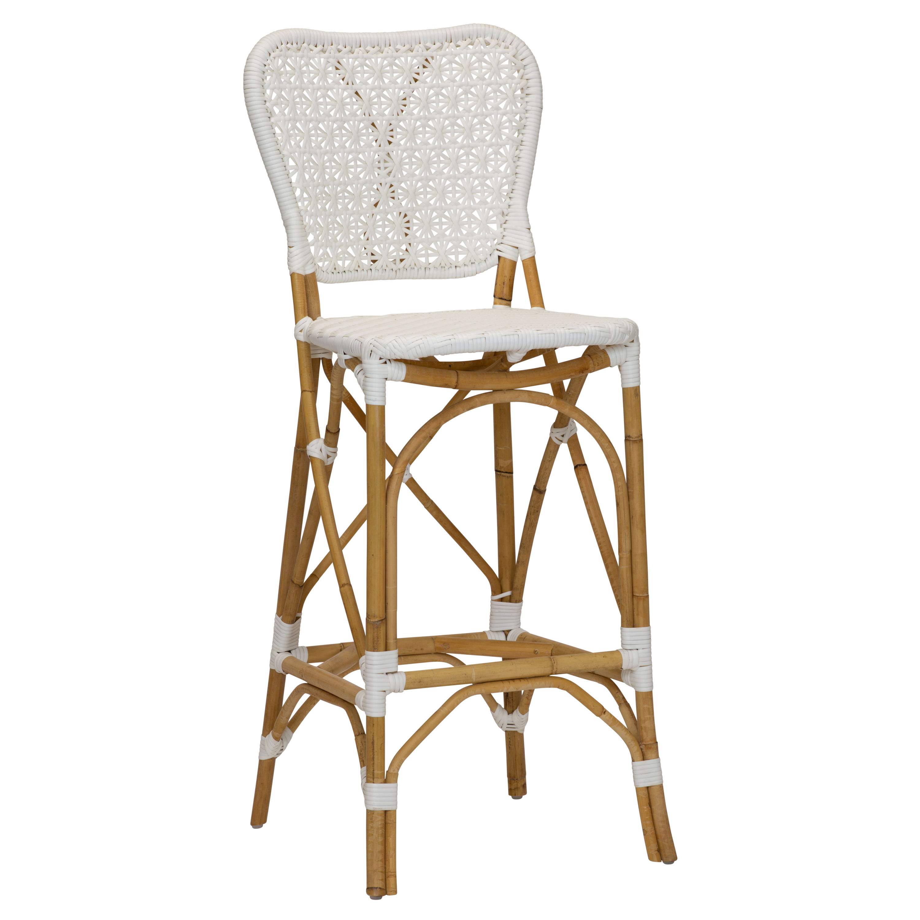 Clemente Bar Stool in Natural/White, Counter & Bar Stool by Woven, 18.5" width x 45.5" height x 19.5" depth View 1