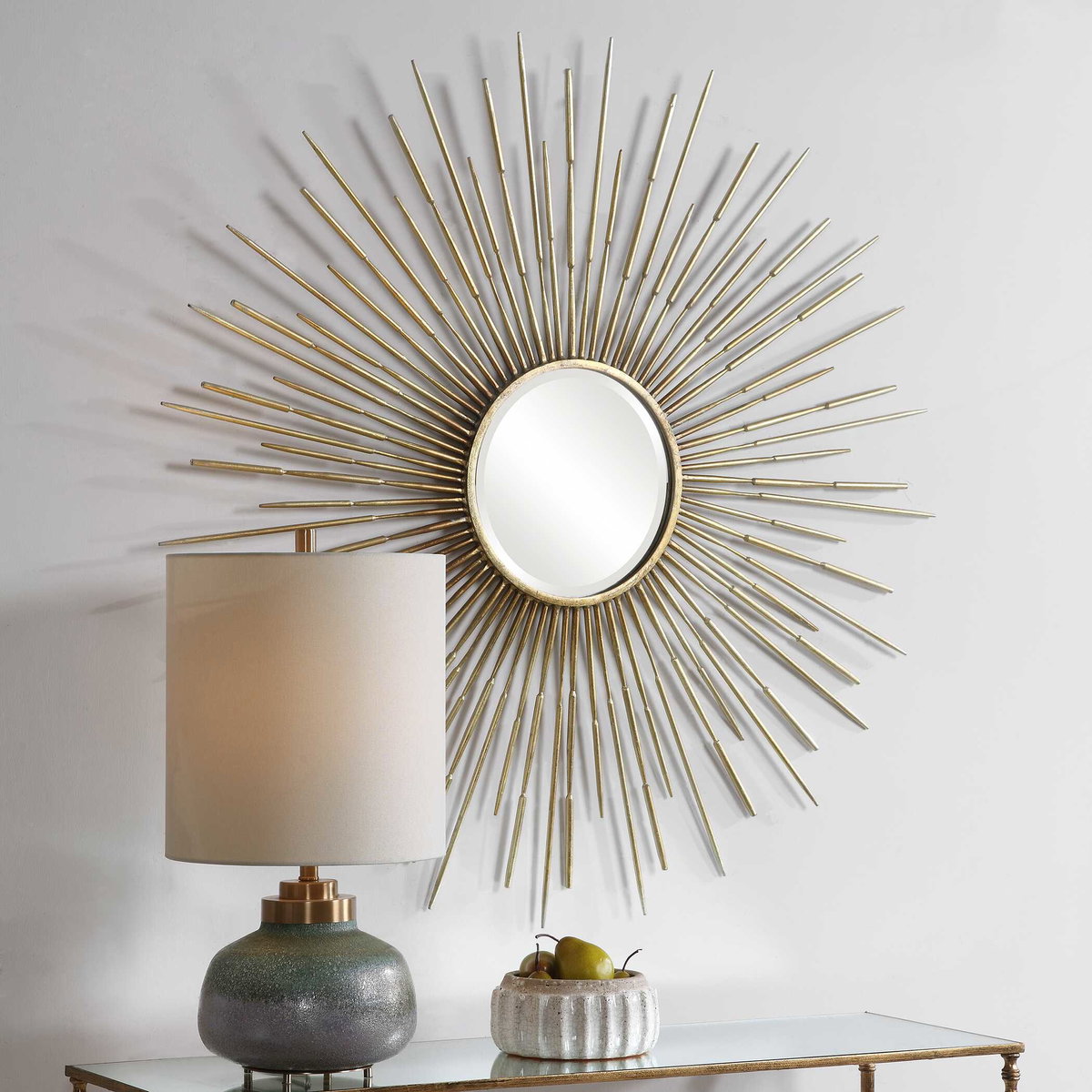 Golden Rays Starburst Mirror, by Uttermost, 3'10.75" width x 3'10.75" height x 1" depth View 5