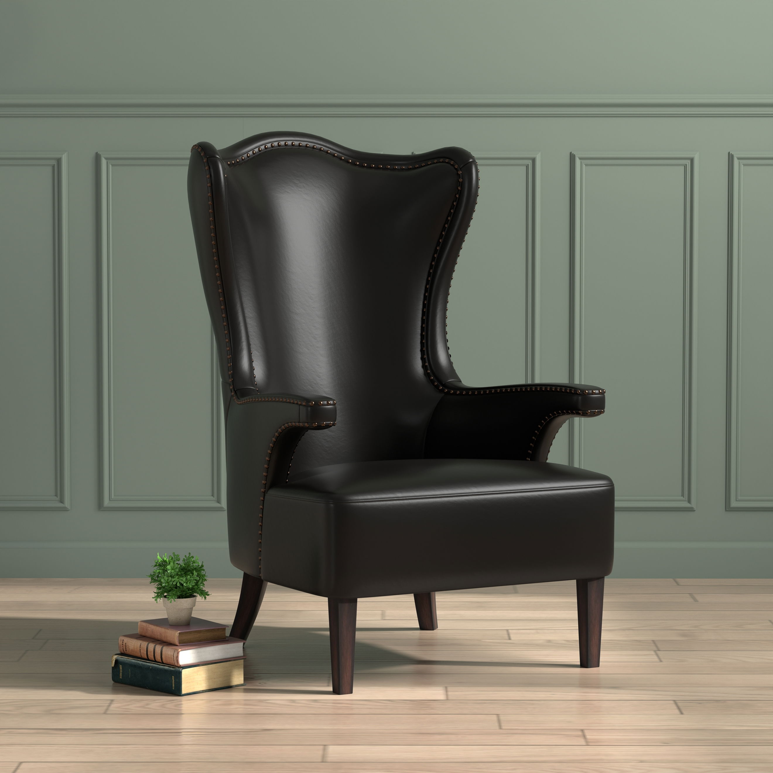 Drake Distilled Leather Chair, Black large image 