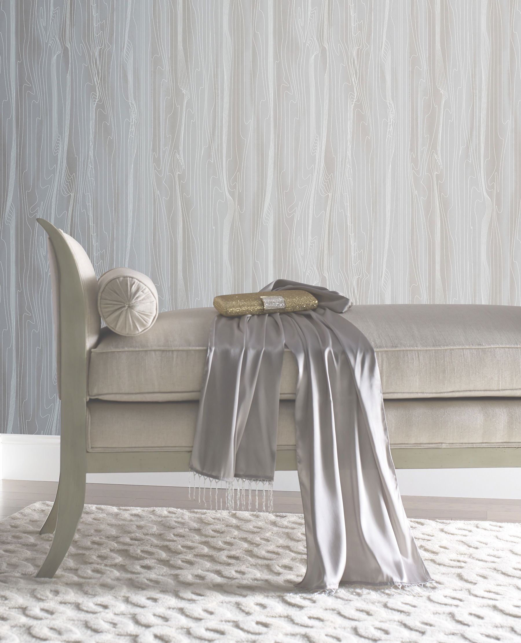 Fantasy Faux Bois Grey & White Wallpaper large image 