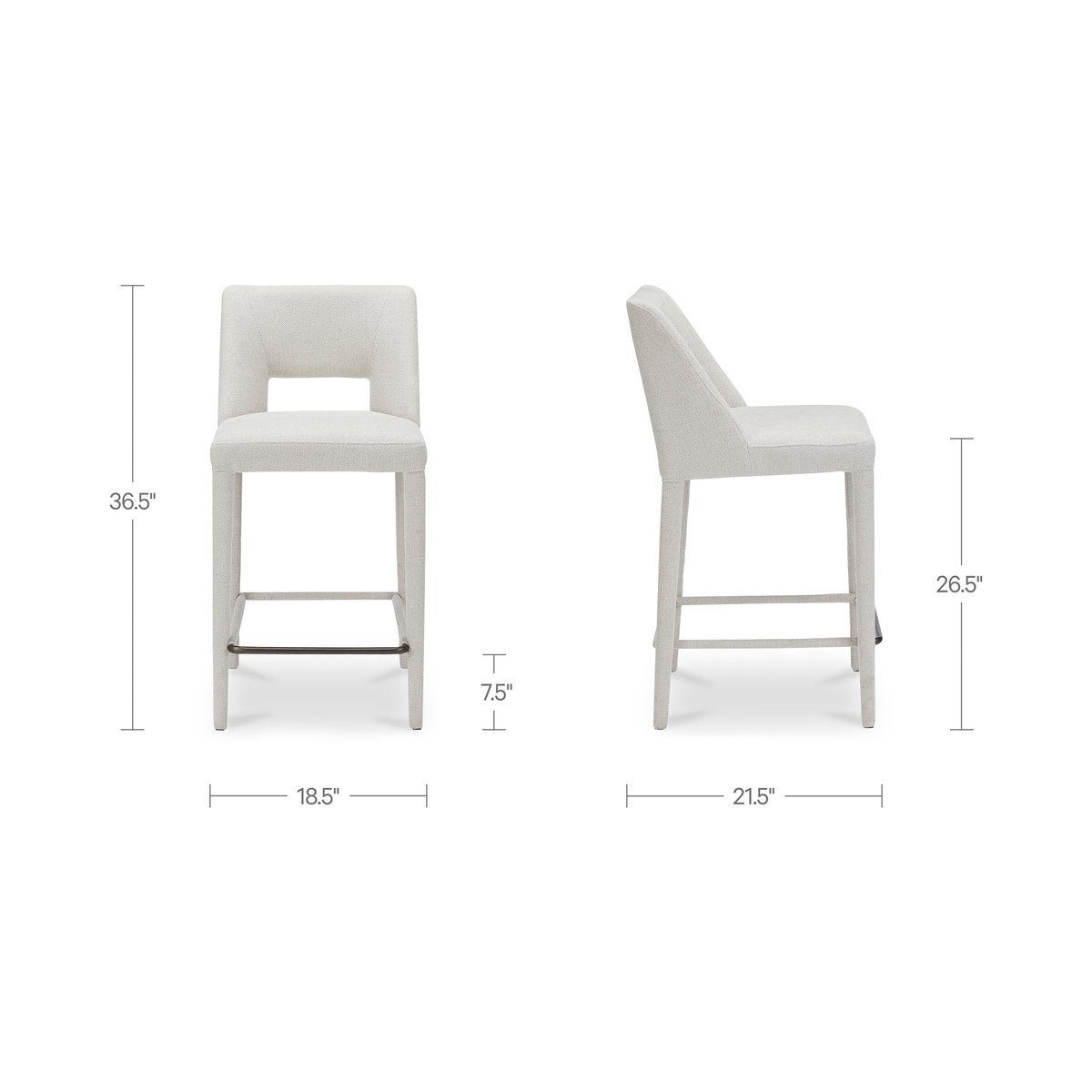 Joyce Counter Stool Beige, Counter & Bar Stool by Moe's Home, 18.1" width x 36.8" height x 21.3" depth View 7